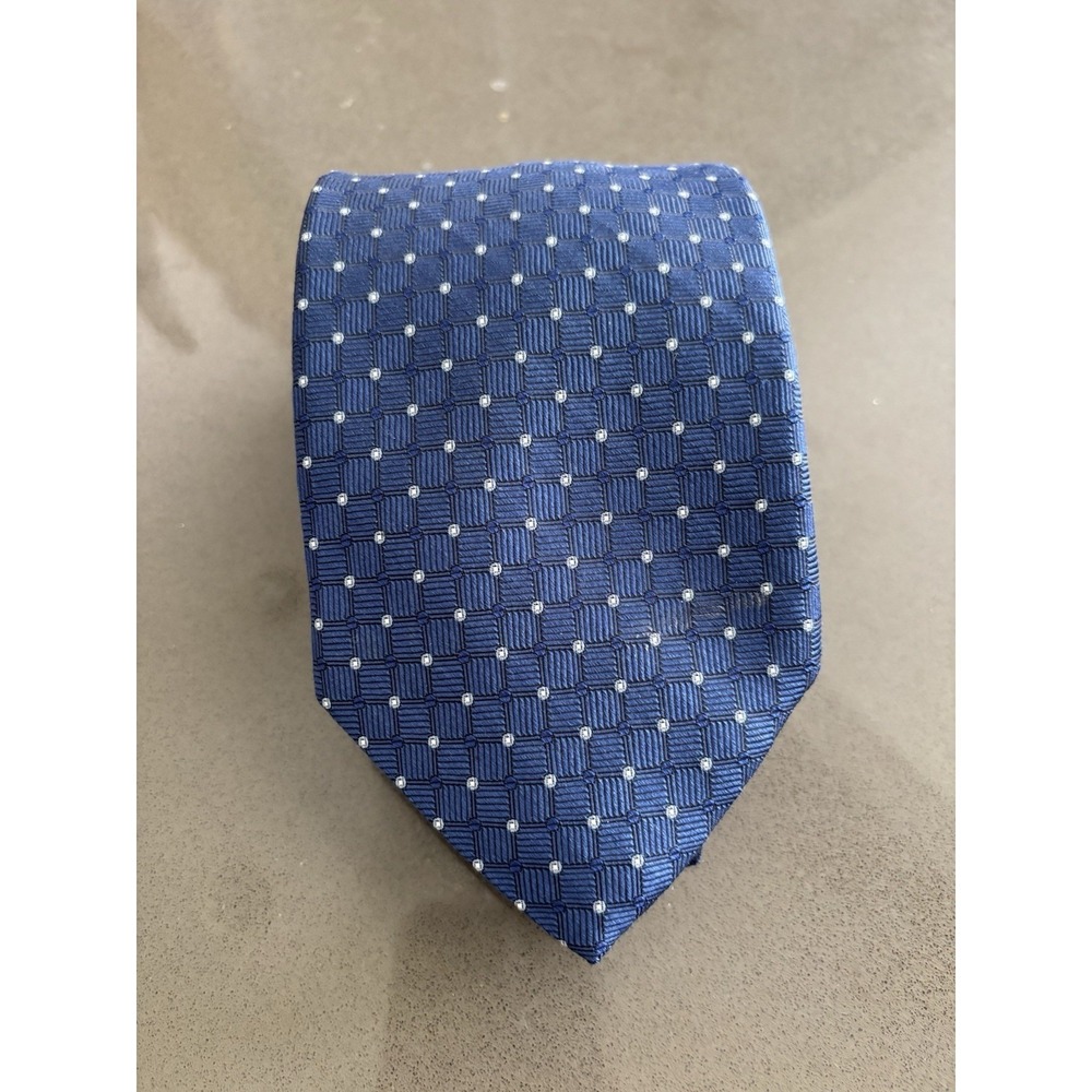 BROOKS BROTHERS BASICS Silk‎ Tie Necktie Blue White Polka Dot 3.5"W 60"L